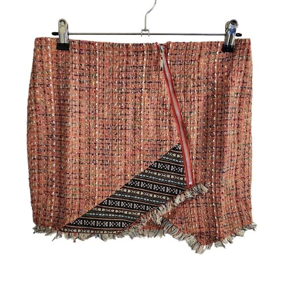 NWOT Endless Rose Tweed Frayed Hem Pencil Mini Skirt Size Large - Picture 1 of 6